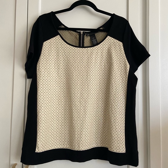 LANE BRYANT Black & Cream Faux Leather Top Size 14/16 - Picture 6 of 10